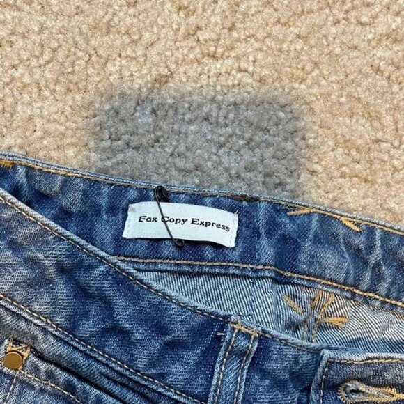New Fax Copy Express Slim Flared Leg Dirty Blue Wash Jeans Size S - Picture 5 of 9